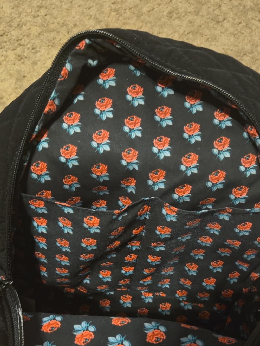 Vera Bradley Black Quilted Mini Backpack - Picture 3 of 4